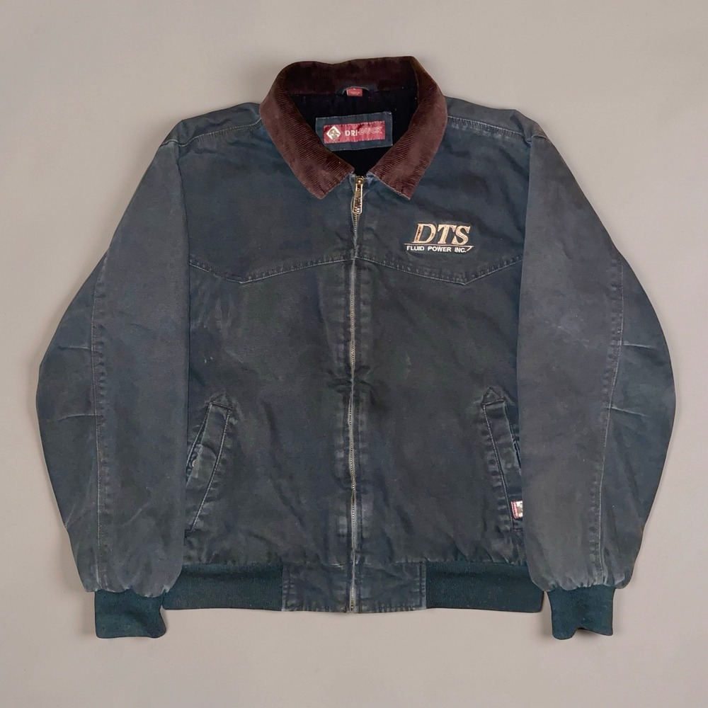 Dri Duck Mens L Detroit Jacket Workwear Canvas Corduroy Collar Green